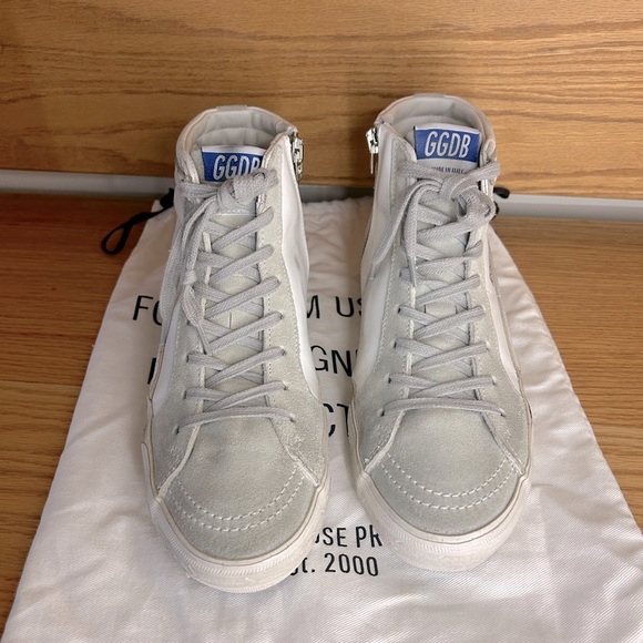 GOLDEN GOOSE Women's Slide with ice-gray suede star and white flash - Picture 2 of 7